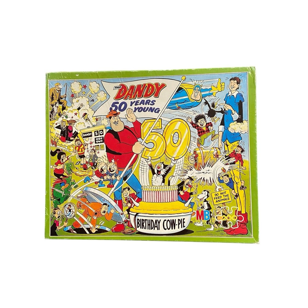 1988 MB Dandy 50 Years Young Birthday Cow-Pie 200 Pc Puzzle 42 x 34 cm